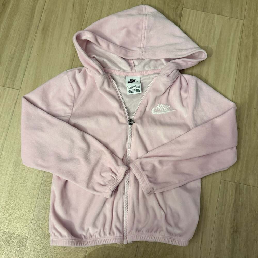 Nike Pink Velour Full-Zip Hoodie Girls Size 5-6 Years